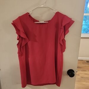Elegant Ruffle Sleeve Blouse in Rich Pink